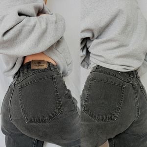 Black faded wrangler high rise boyfriend denim